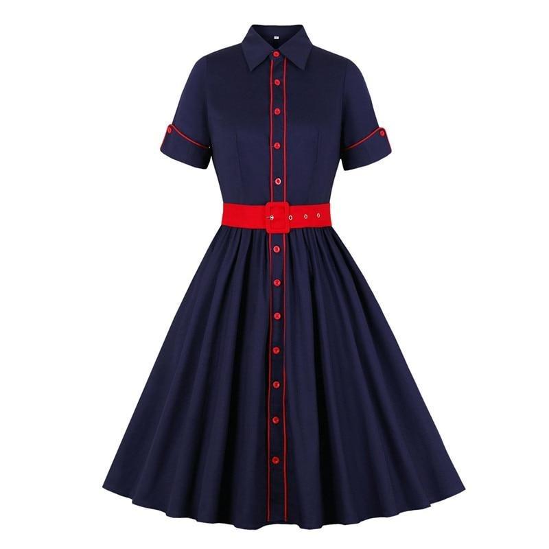 Robe Rockabilly Bleu Marine - Main Image