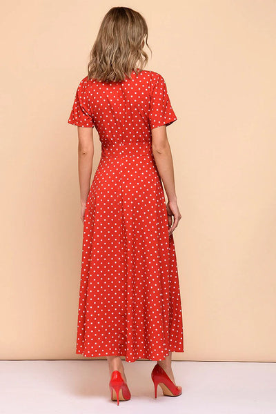 Robe Rouge à Pois Blanc Vintage