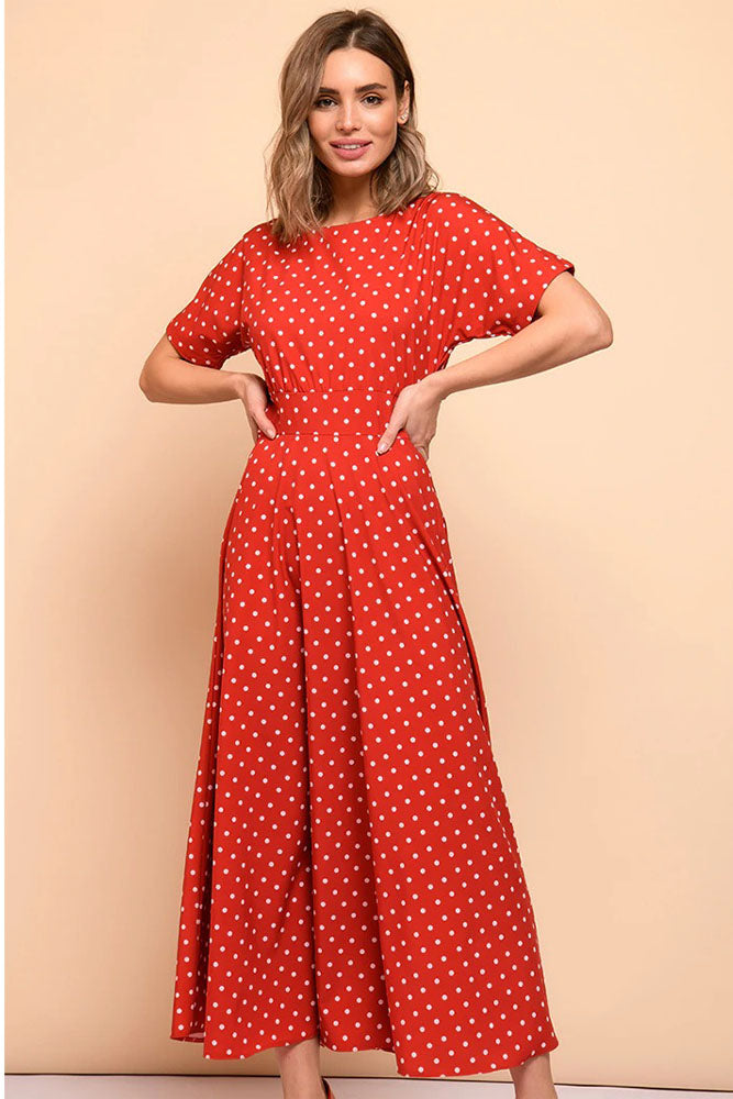 Robe Rouge à Pois Blanc Vintage