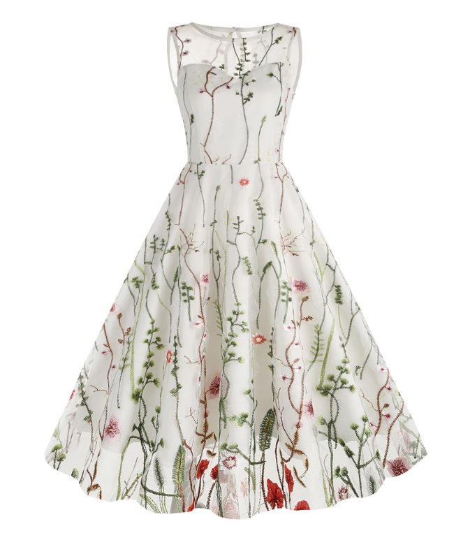 Robe Style 50's Vintage Fleurs