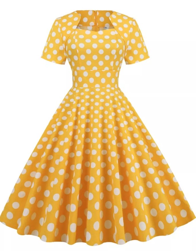 Robe Style 50's Vintage News Jaune
