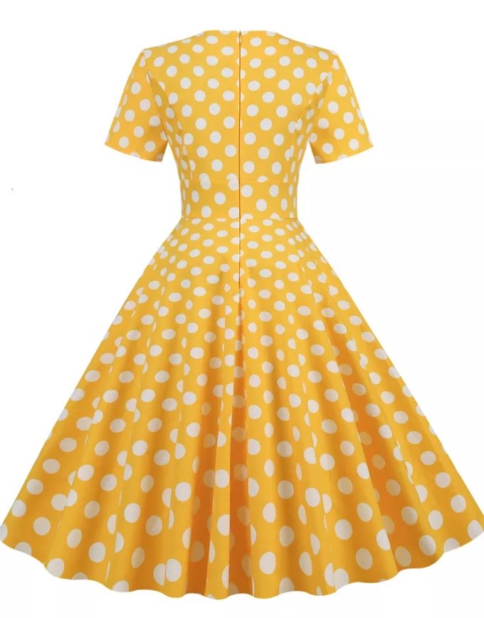Robe Style 50's Vintage News Jaune