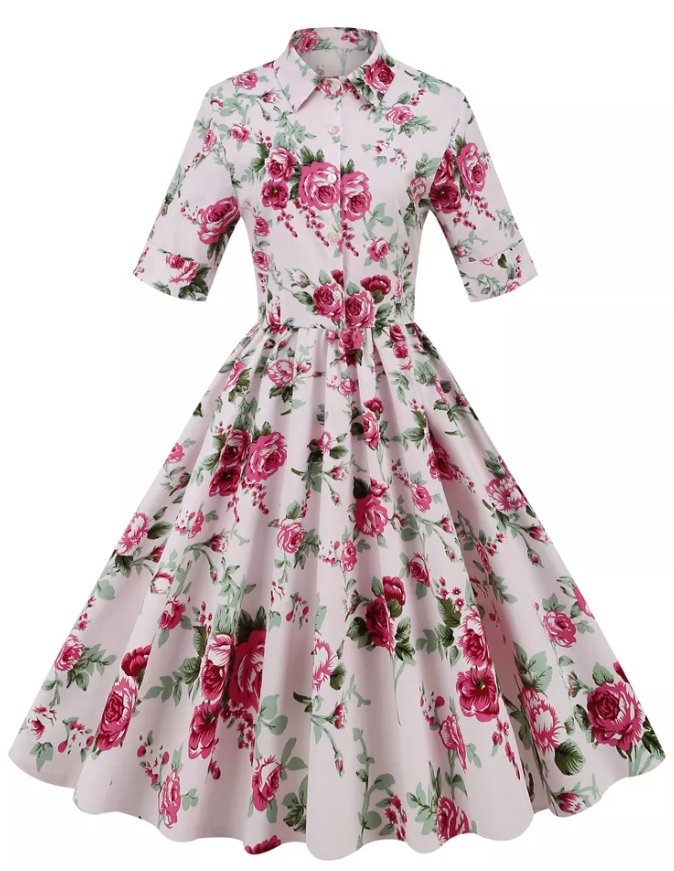Robe Style 50's Vintage Roses