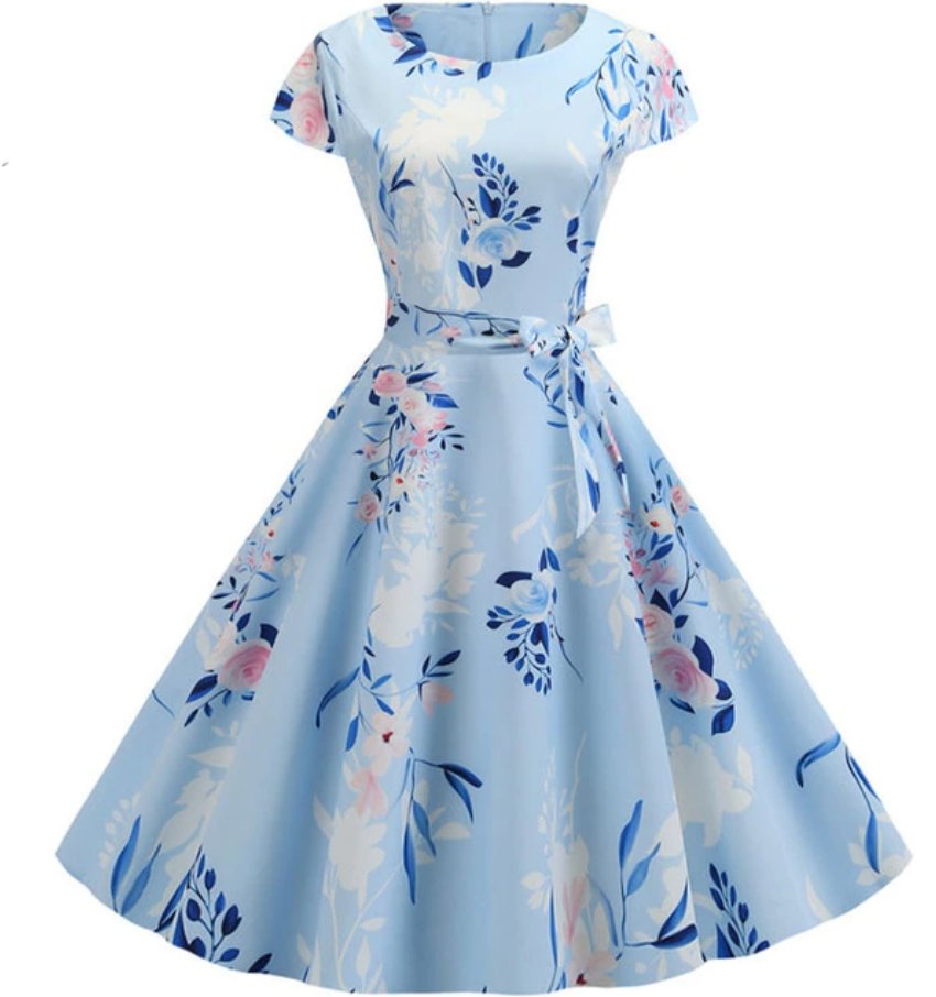 Robe Style Année 50 Bleu