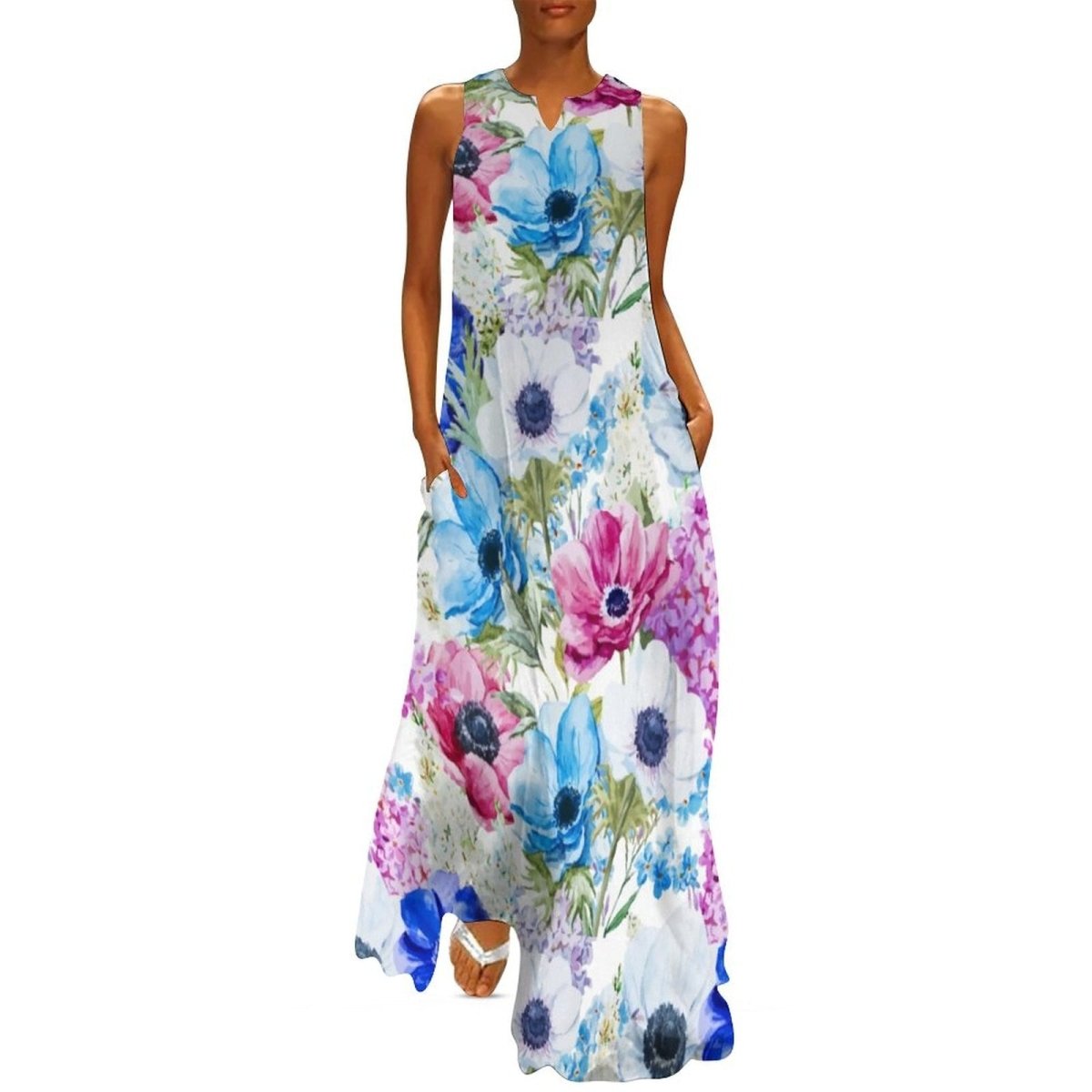 Robe Style Année 70 Grosses Fleurs