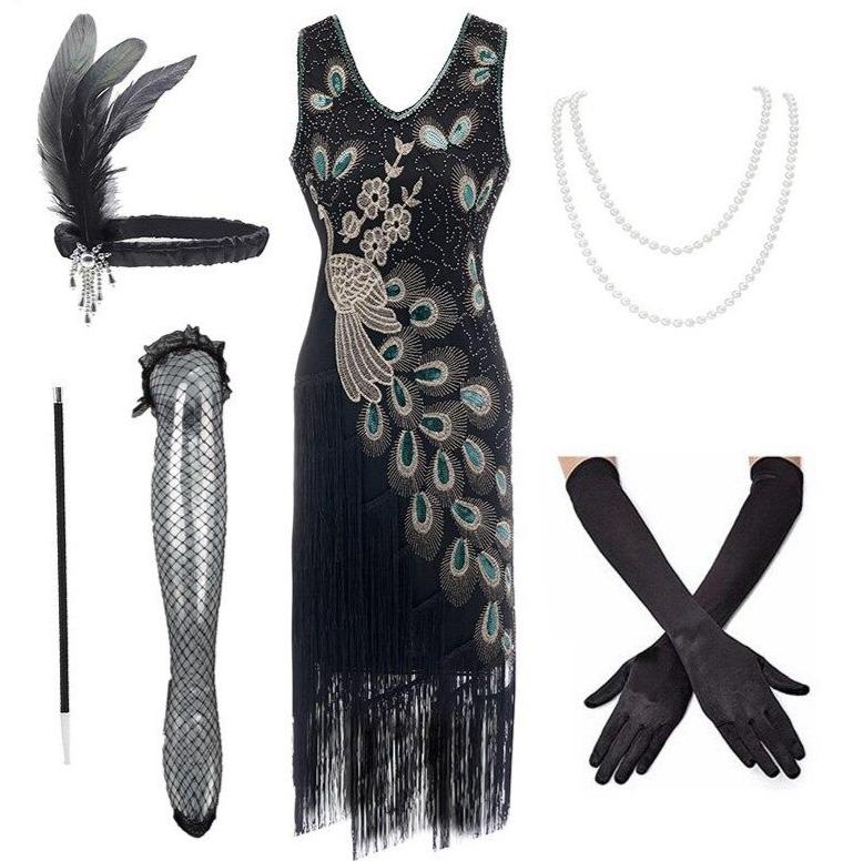 Robe Style Gatsby Année 20 Noire