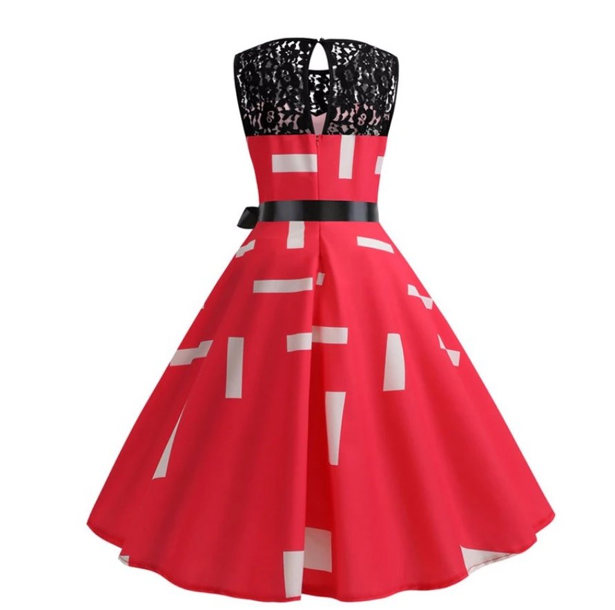 Robe Trapèze Vintage Col Dentelle