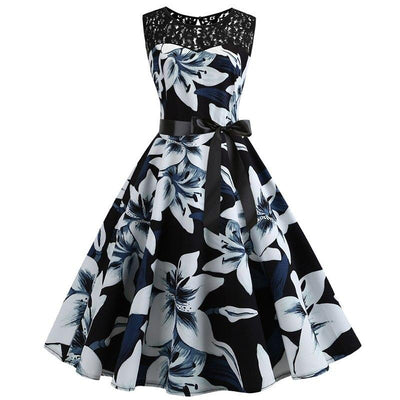 Robe Trapèze Vintage Noir et Blanc