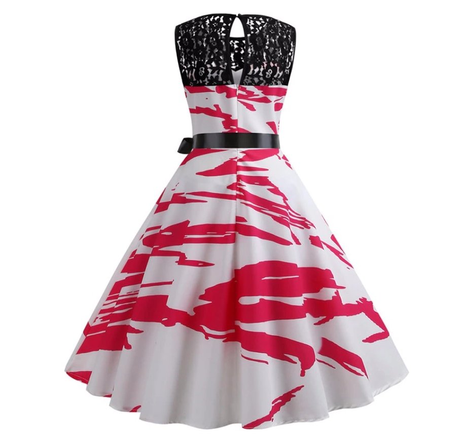 Robe Trapèze Vintage Rouge et Blanc