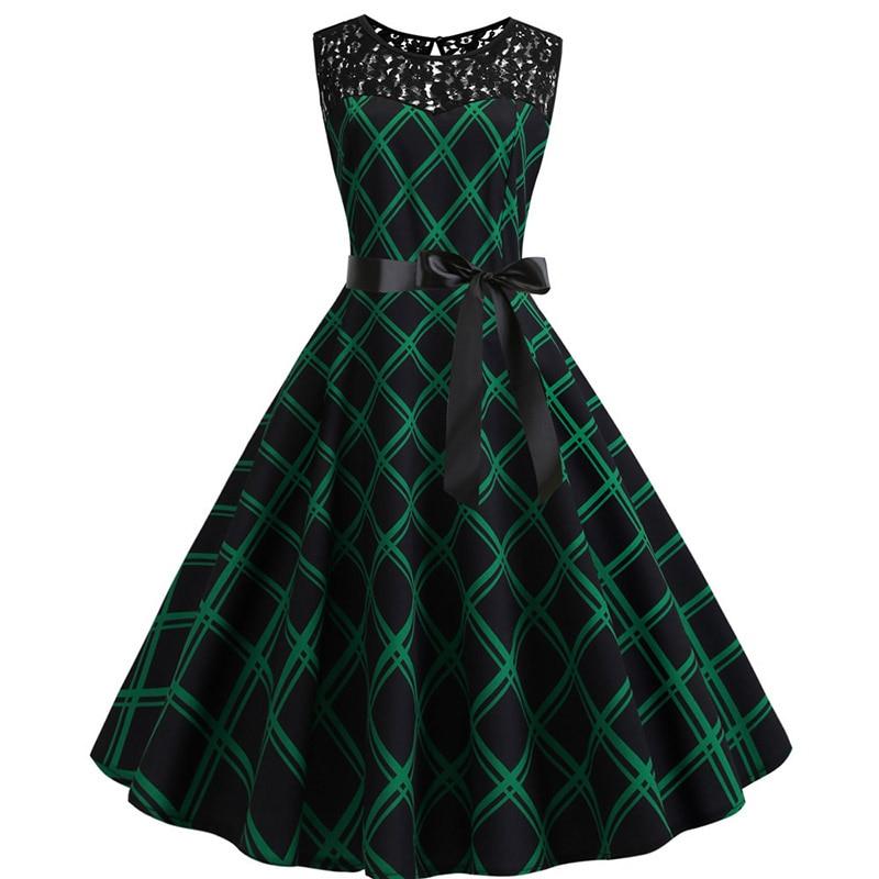 Robe Trapèze Vintage Verte et Noire