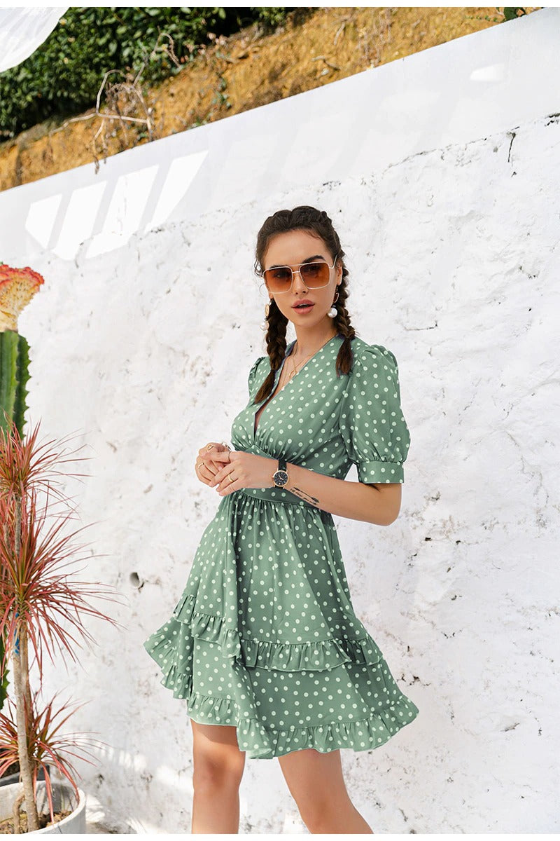 Robe Verte à Pois Vintage