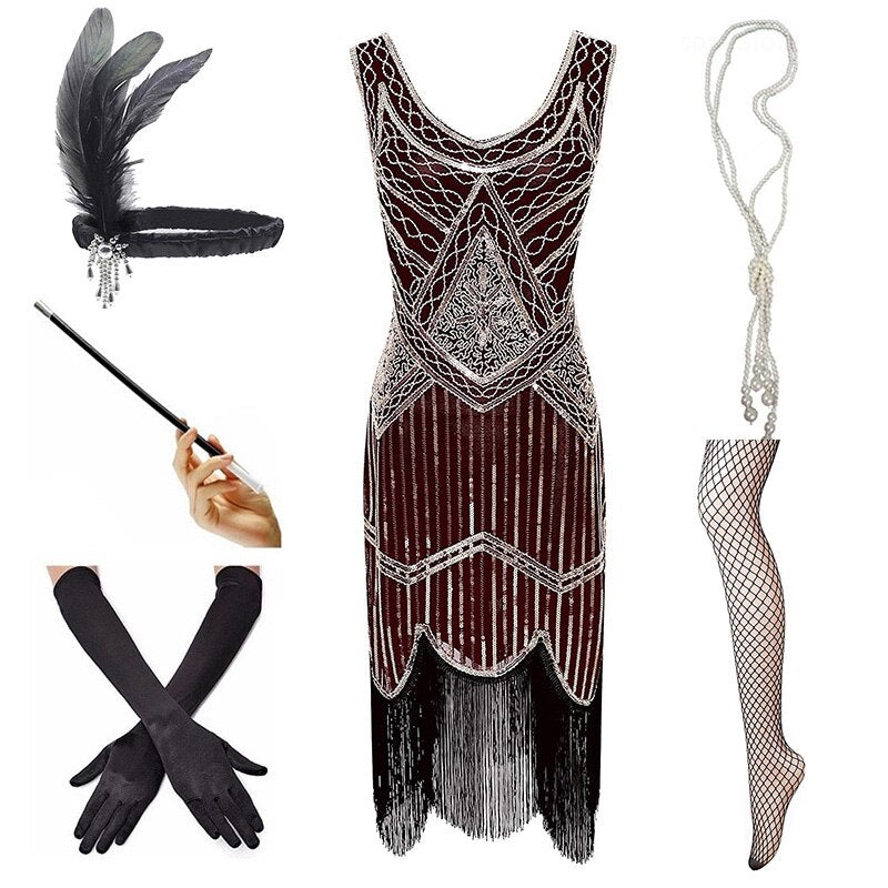 Robe Vintage 1920 Bordeaux