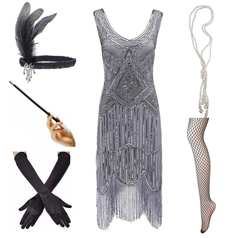 Robe Vintage 1920 Gris