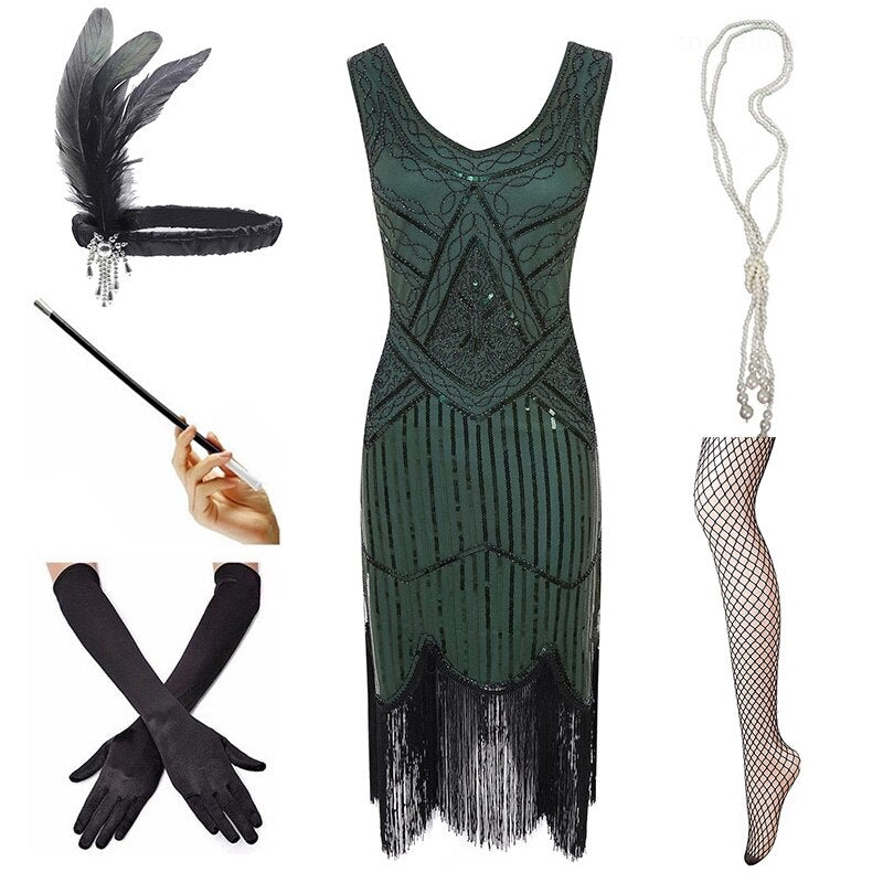 Robe Vintage 1920 Vert