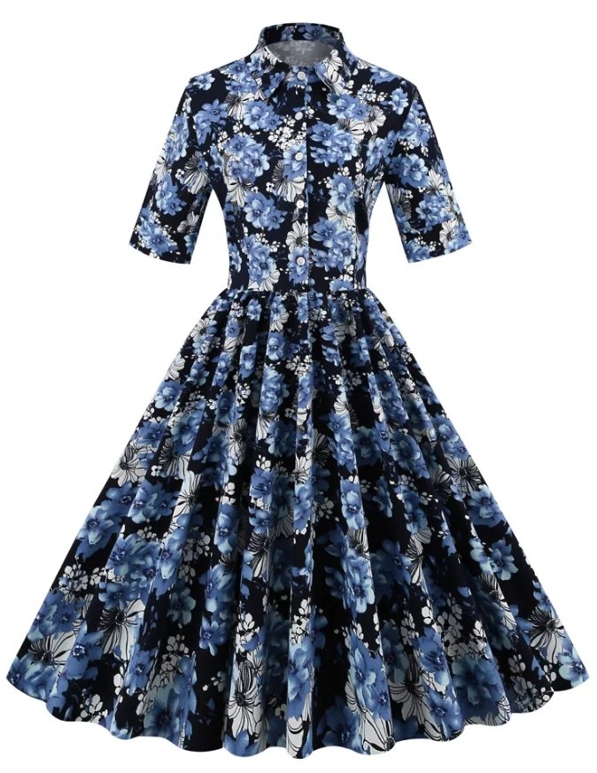 Robe Vintage 1950 Bleu