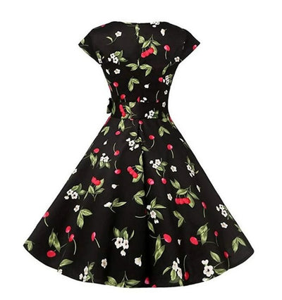 Robe Vintage 1950 Noir Cerises