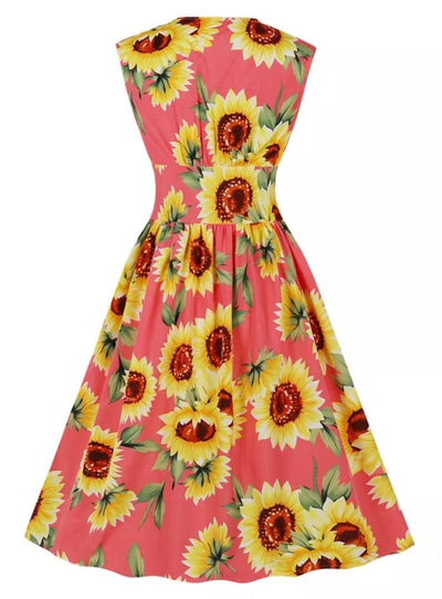 Robe Vintage 1950 Rose Fleurs