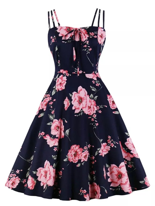 Robe Vintage 1950 Roses Rouges