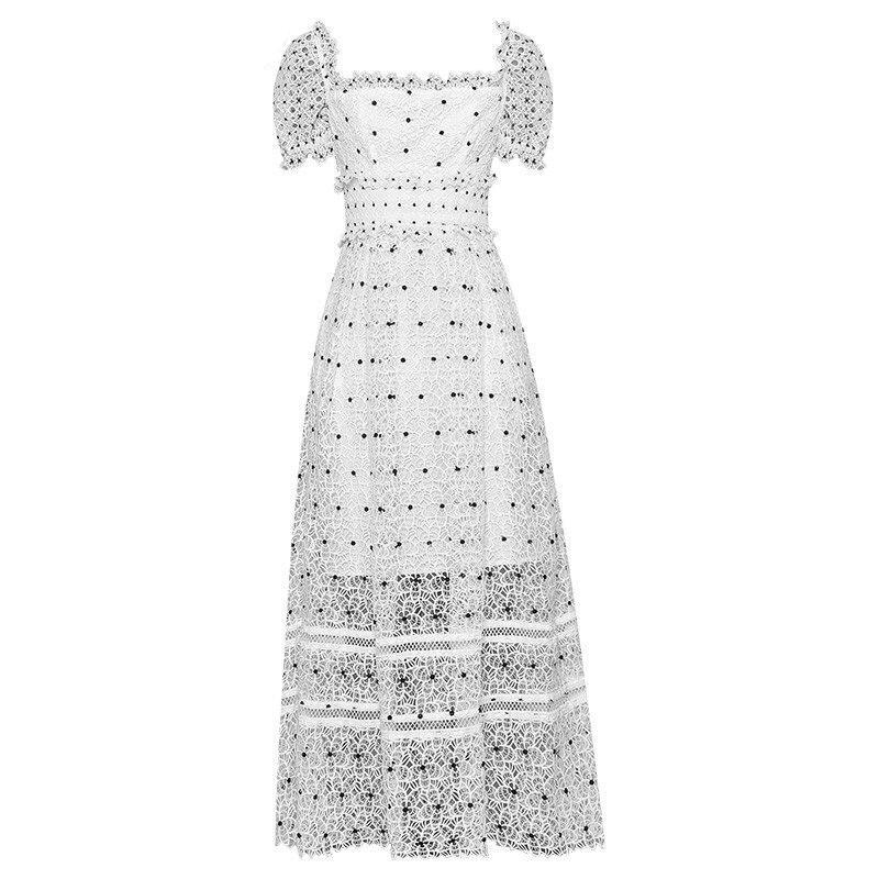 Robe Vintage 40s Blanche Pois