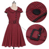 Robe Vintage 50 Bordeaux Manches Courtes