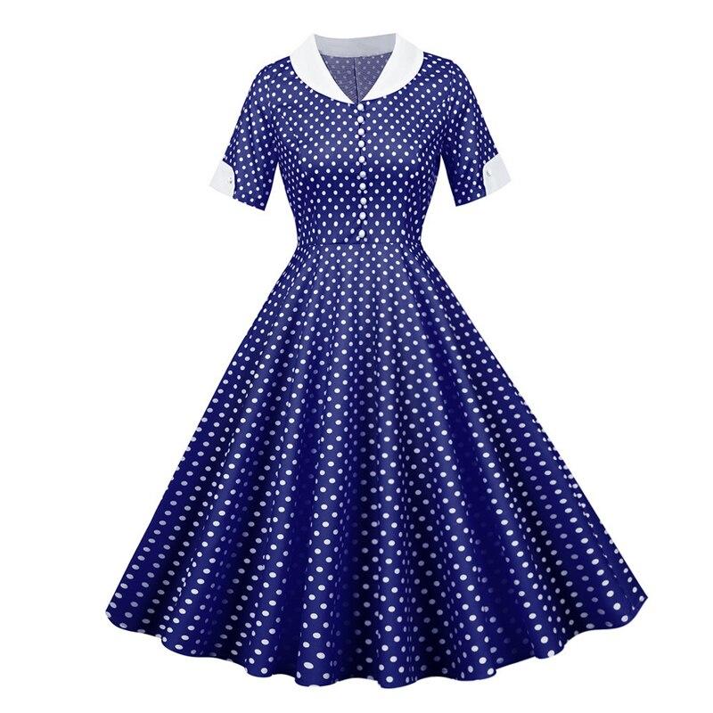 Robe Vintage 50s Bleue Pois