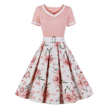 Robe Vintage 50s Grande Taille Rose