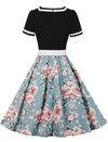 Robe Vintage 60s Noir Fleurs