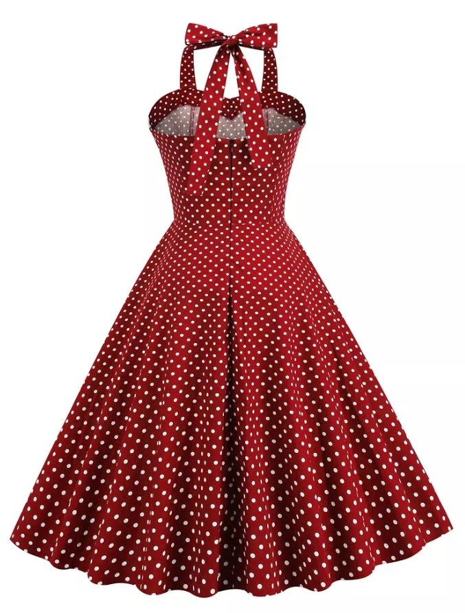 Robe Vintage à Pois Rouges
