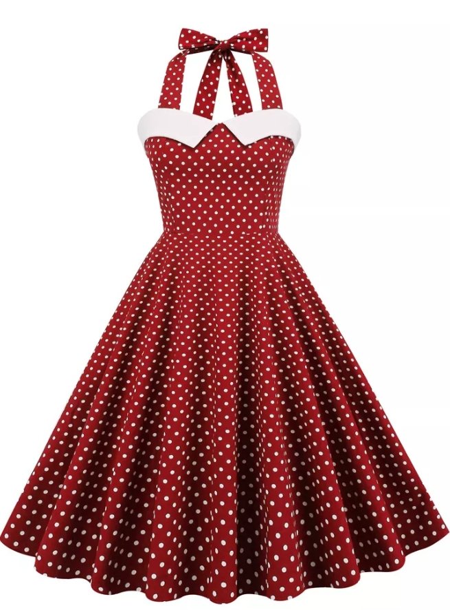 Robe Vintage à Pois Rouges