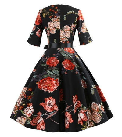 Robe Vintage Année 50 Fleurs
