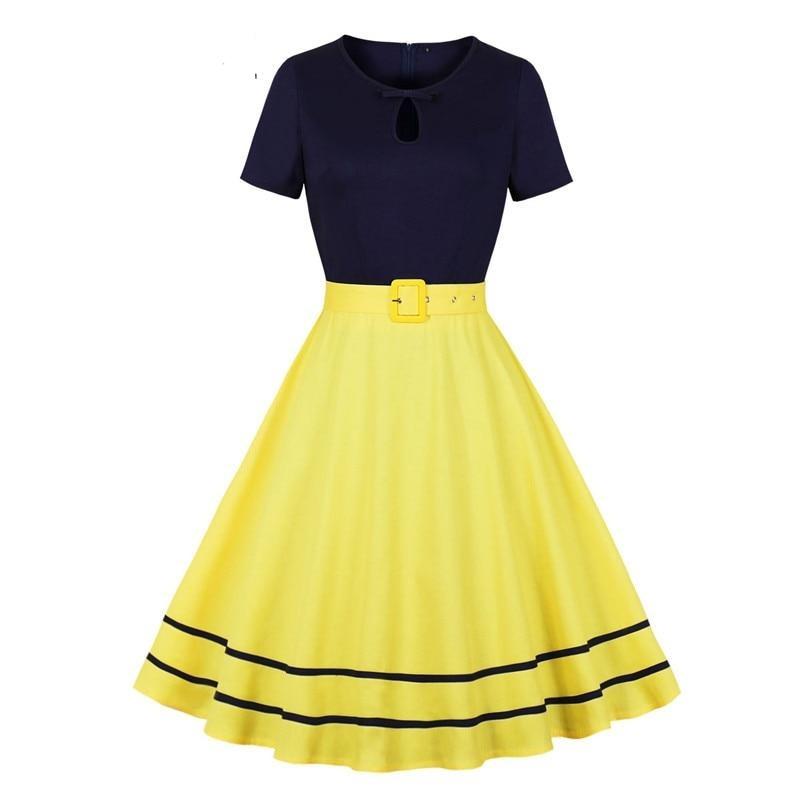 Robe Vintage Année 50 Marine et Jaune