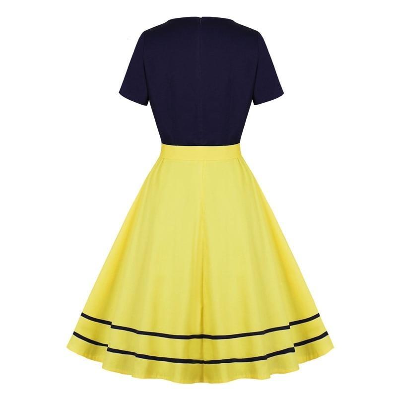 Robe Vintage Année 50 Marine et Jaune