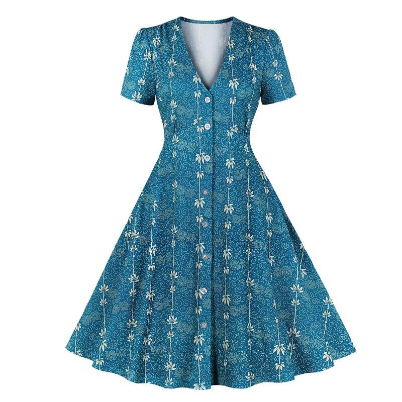 Robe Vintage Année 60 Bleue Champetre