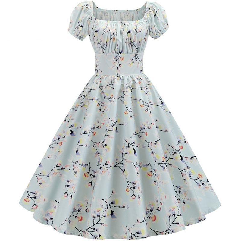 Robe Vintage Année 60 fleur bleue
