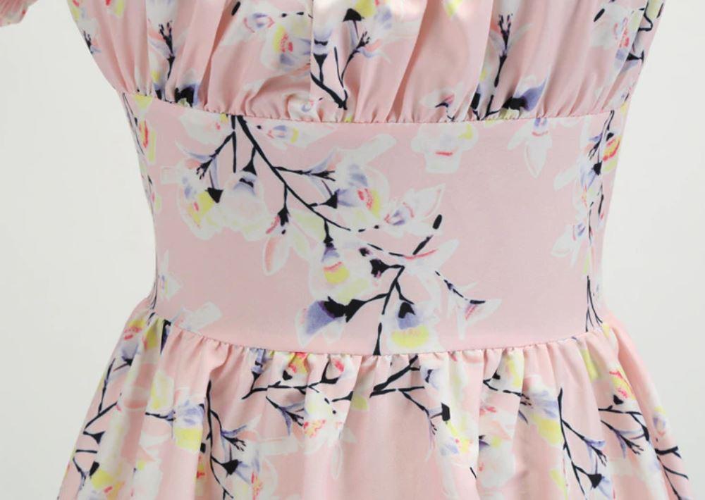 Robe Vintage Année 60 fleur rose