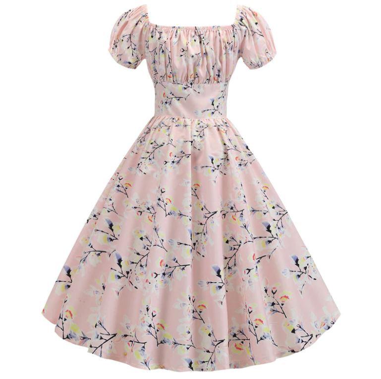 Robe Vintage Année 60 fleur rose