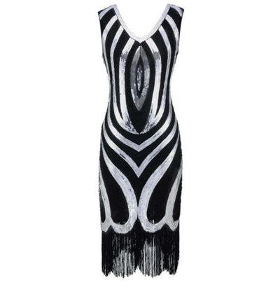 Robe Vintage Années 20 Noire Perles