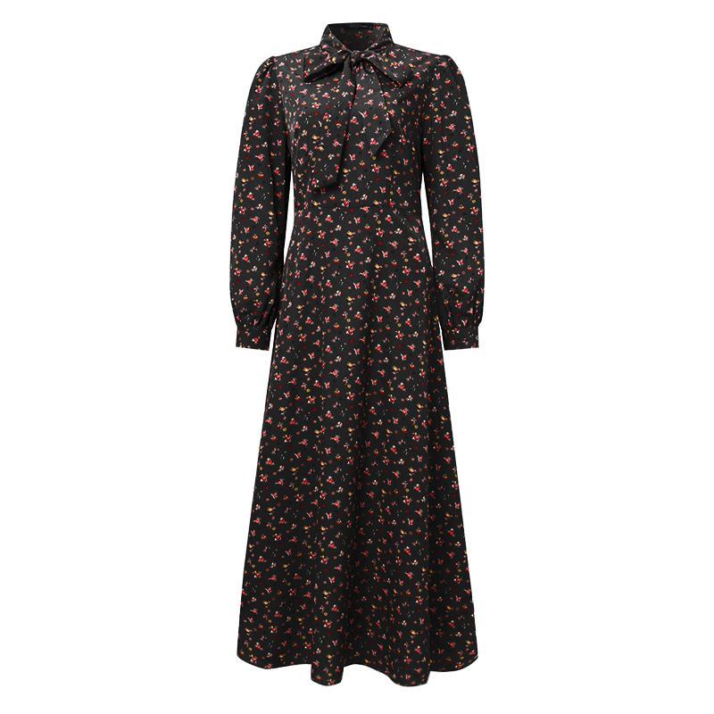 Robe Vintage Années 40 Fluide Noir