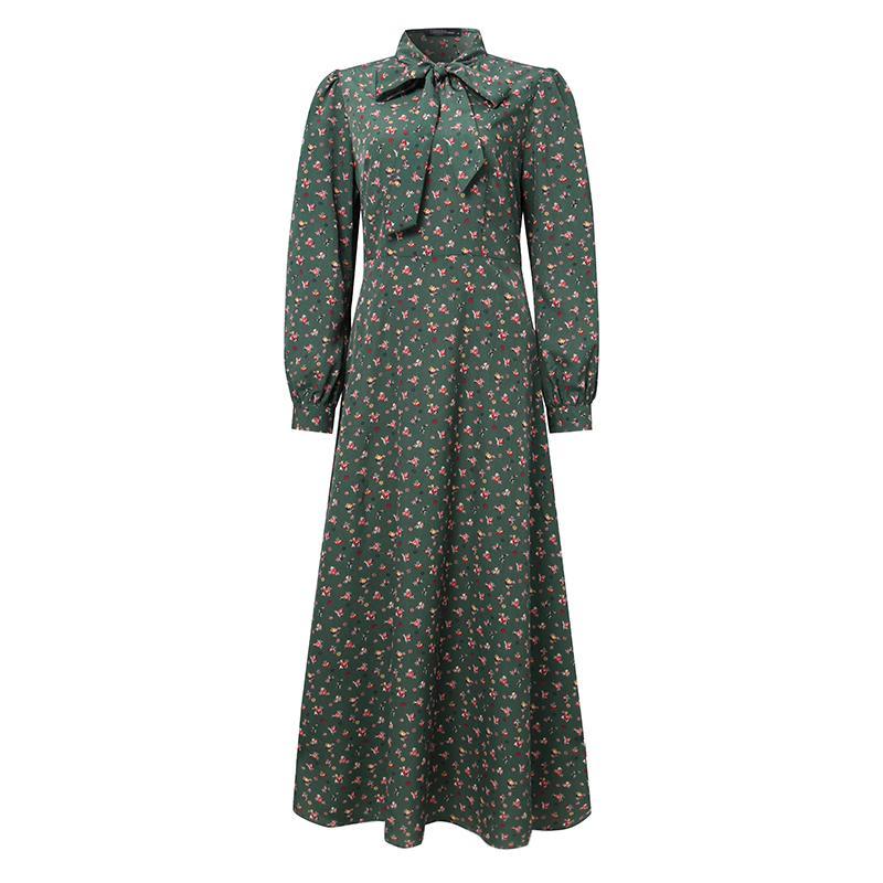 Robe Vintage Années 40 Fluide Vert