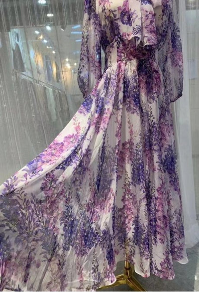 Robe Vintage Années 40 Longue Lavande