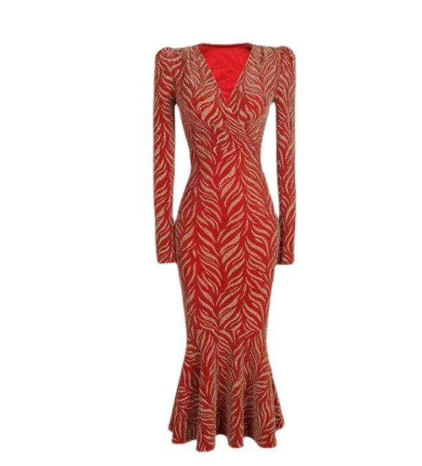 Robe Vintage Années 40 Luxe Rouge