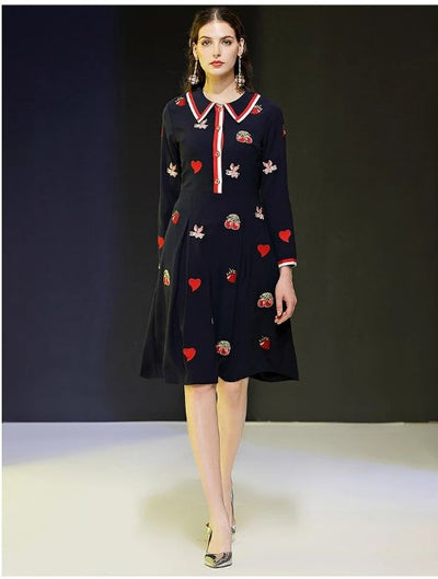 Robe Vintage Années 40 Marine Soirée