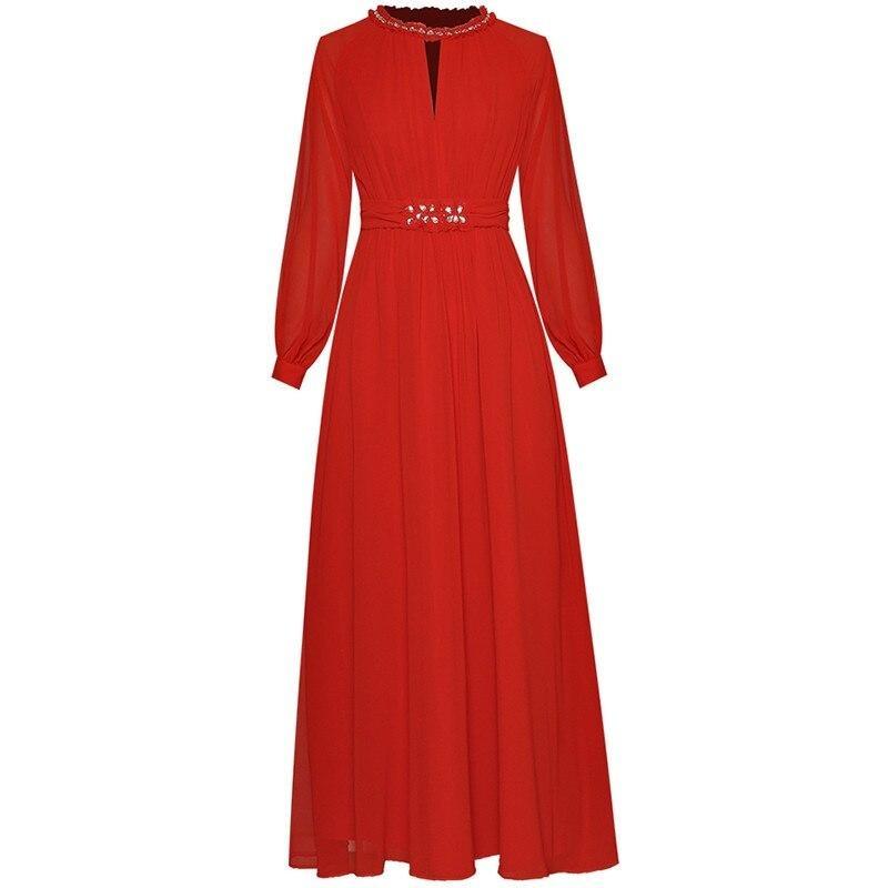 Robe Vintage Années 40 Rouge Taille Haute