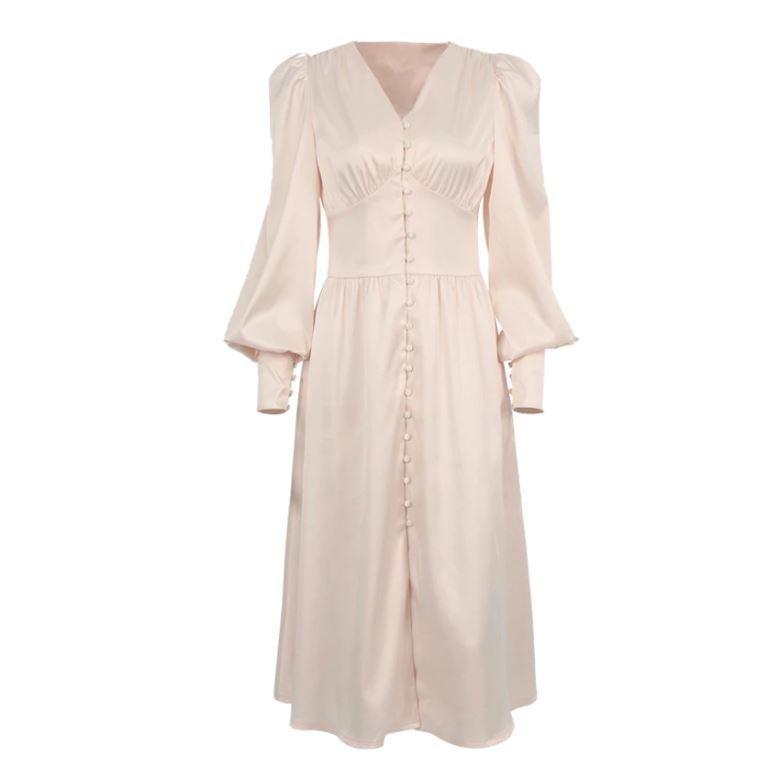 Robe Vintage Années 40 Satin Beige