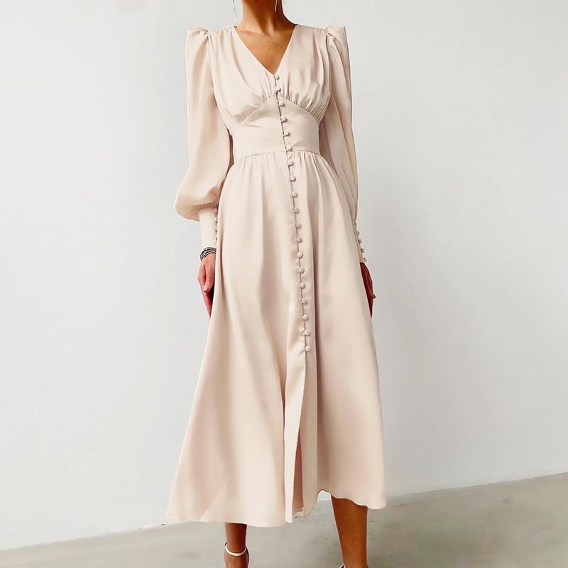 Robe Vintage Années 40 Satin Beige