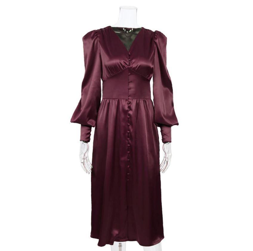 Robe Vintage Années 40 Satin Bordeaux