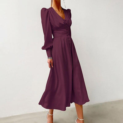 Robe Vintage Années 40 Satin Bordeaux