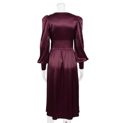 Robe Vintage Années 40 Satin Bordeaux