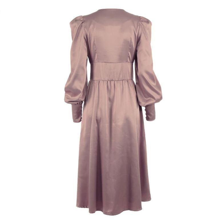 Robe Vintage Années 40 Satin Marron