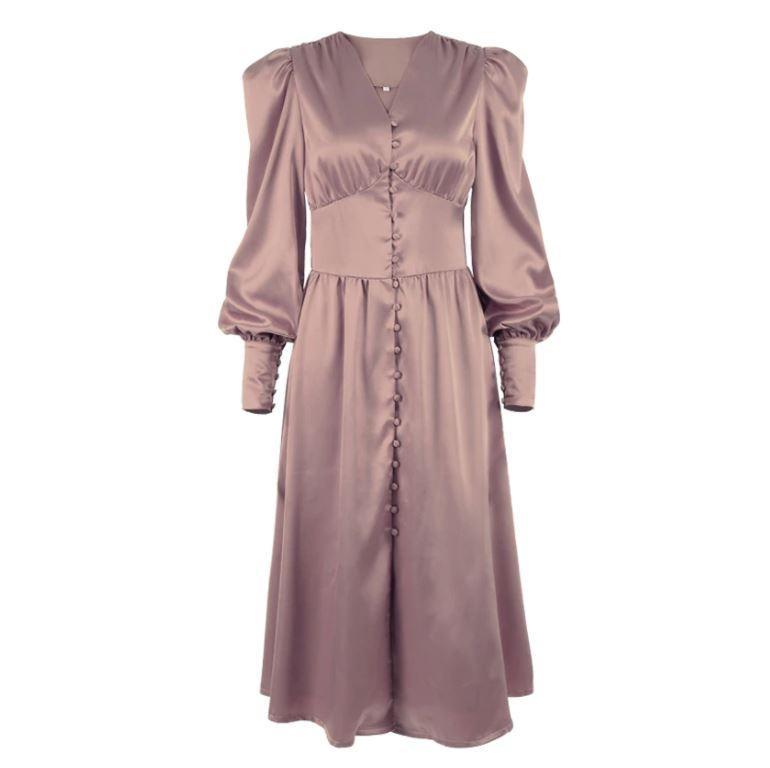 Robe Vintage Années 40 Satin Marron